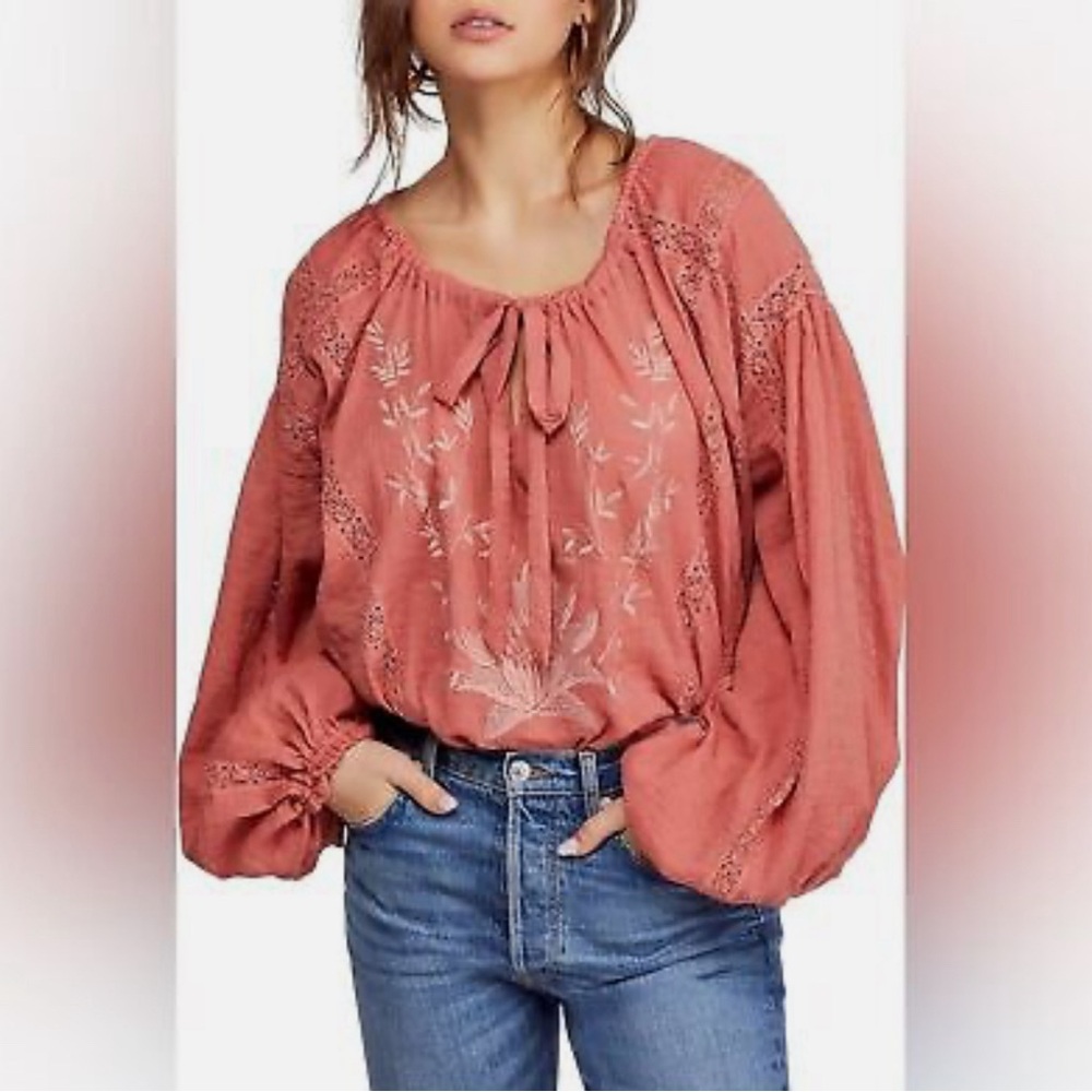 Free People Maria embroidered peasant blouse S